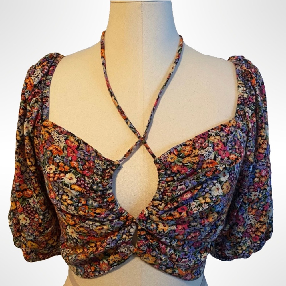 Floral Printed Crop Top Wild Fable XL